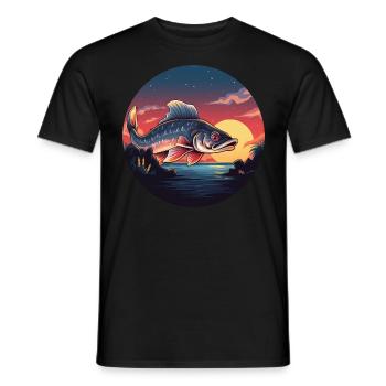 Angler Fisch Forelle Sunset - Männer T-Shirt - Schwarz - Vorne - AI Model Male 178 light (178cm)