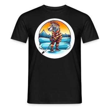 Zebra spielt Eishockey bei Sonnenuntergang - Sport - Männer T-Shirt - Schwarz - Vorne - AI Model Male 178 light (178cm)