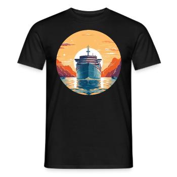 Kreuzfahrtschiff bei Sonnenuntergang - Reise - Männer T-Shirt - Schwarz - Vorne - AI Model Male 178 light (178cm)