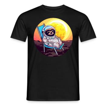 Astronauten-Faultier im Liegestuhl - Originelles - Männer T-Shirt - Schwarz - Vorne - AI Model Male 178 light (178cm)