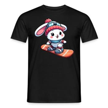 Snow bunny on snowboard winter joy design - Men's T-Shirt - black - Front - AI Model Male 178 light (178cm)
