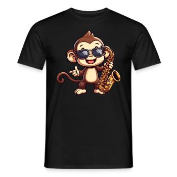 Jazz Saxofon Affe Schimpanse Musikliebhaber - Männer T-Shirt - Schwarz - Vorne - AI Model Male 178 light (178cm)