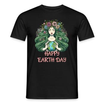 Terre Mère Bonne Journée De La Terre Nature Environnement Fleurs - T-shirt homme - noir - Devant - AI Model Male 178 light (178cm)