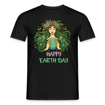 Happy Earth Day Mother Earth Nature Environment Globe - Men's T-Shirt - black - Front - AI Model Male 178 light (178cm)