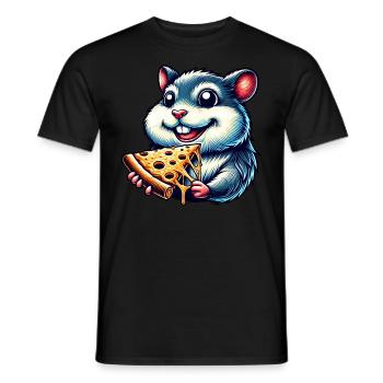 Hamster Meerschweinchen Pizza Fast Food Liebhaber - Männer T-Shirt - Schwarz - Vorne - AI Model Male 178 light (178cm)
