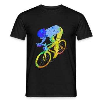 Bicycle Road Bike Cycling Sport Fitness - Men's T-Shirt - black - Front - AI Model Male 178 light (178cm)