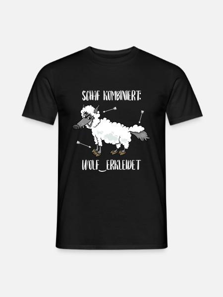 Schaf Wolf Schafspelz Spruch lustig - Männer T-Shirt - Schwarz