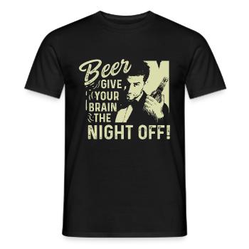 Brain Night Free Barman or Barwoman Gift - Men's T-Shirt - black - Front - AI Model Male 178 light (178cm)