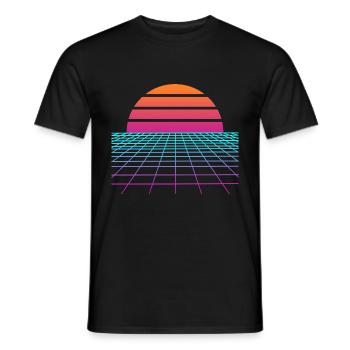 Synthwave Sunset. Painter Poison - Men's T-Shirt - black - Front - AI Model Male 178 light (178cm)