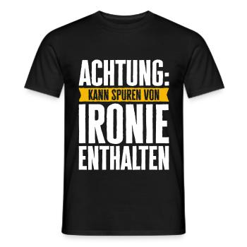 Kann Spuren von Ironie enthalten - Männer T-Shirt - Schwarz - Vorne - AI Model Male 178 light (178cm)