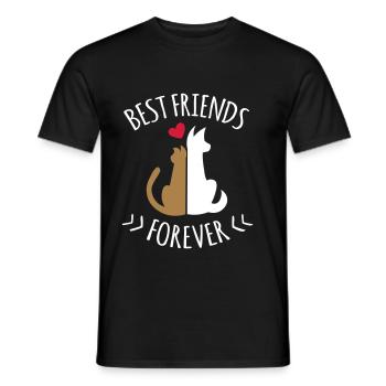 BFF Chat & Chien - Friends Forever - Chat & Chien - T-shirt homme - noir - Devant - AI Model Male 178 light (178cm)