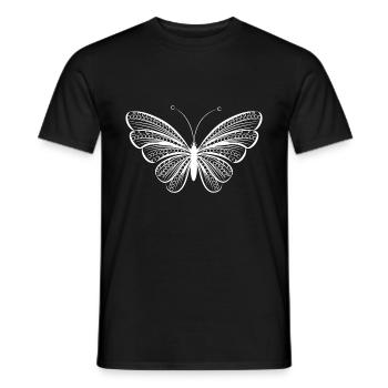 Kleiner Weißer Schmetterling Illustration - Männer T-Shirt - Schwarz - Vorne - AI Model Male 178 light (178cm)