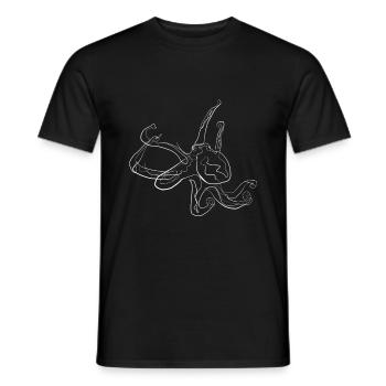 Squid animal motif - one line drawing - Men's T-Shirt - black - Front - AI Model Male 178 light (178cm)