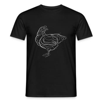 Rooster Chickens Animal Motif - one line drawing - Men's T-Shirt - black - Front - AI Model Male 178 light (178cm)