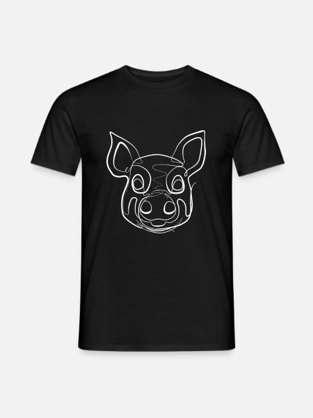 Schwein Tiermotiv - one line drawing - Männer T-Shirt - Schwarz