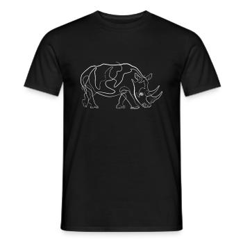 Rhino animal motif - one line drawing - Men's T-Shirt - black - Front - AI Model Male 178 light (178cm)