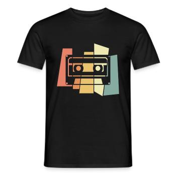 Kassette - Männer T-Shirt - Schwarz - Vorne - AI Model Male 178 light (178cm)
