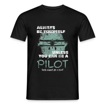 Flugzeug Pilot - Männer T-Shirt - Schwarz - Vorne - AI Model Male 178 light (178cm)