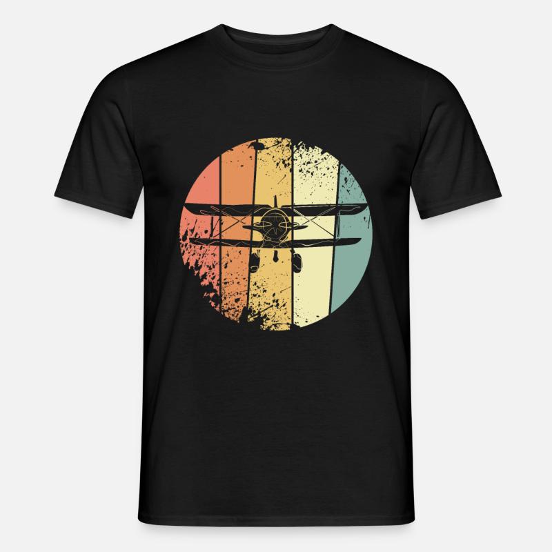 Retro Flugzeug - Männer T-Shirt - Schwarz