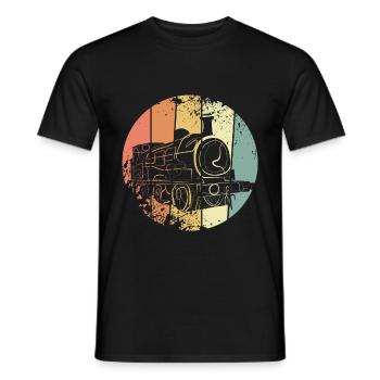 Locomotive rétro - T-shirt homme - noir - Devant - AI Model Male 178 light (178cm)