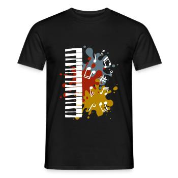 Retro Music Piano - Men's T-Shirt - black - Front - AI Model Male 178 light (178cm)