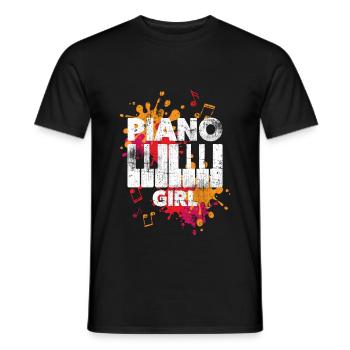 Piano fille - T-shirt homme - noir - Devant - AI Model Male 178 light (178cm)