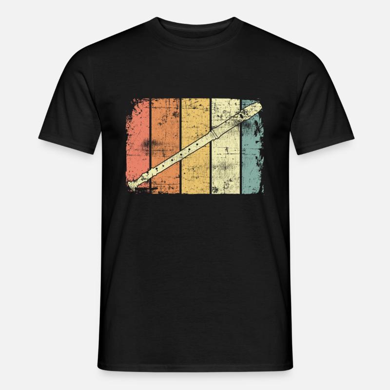 Flöte - Männer T-Shirt - Schwarz