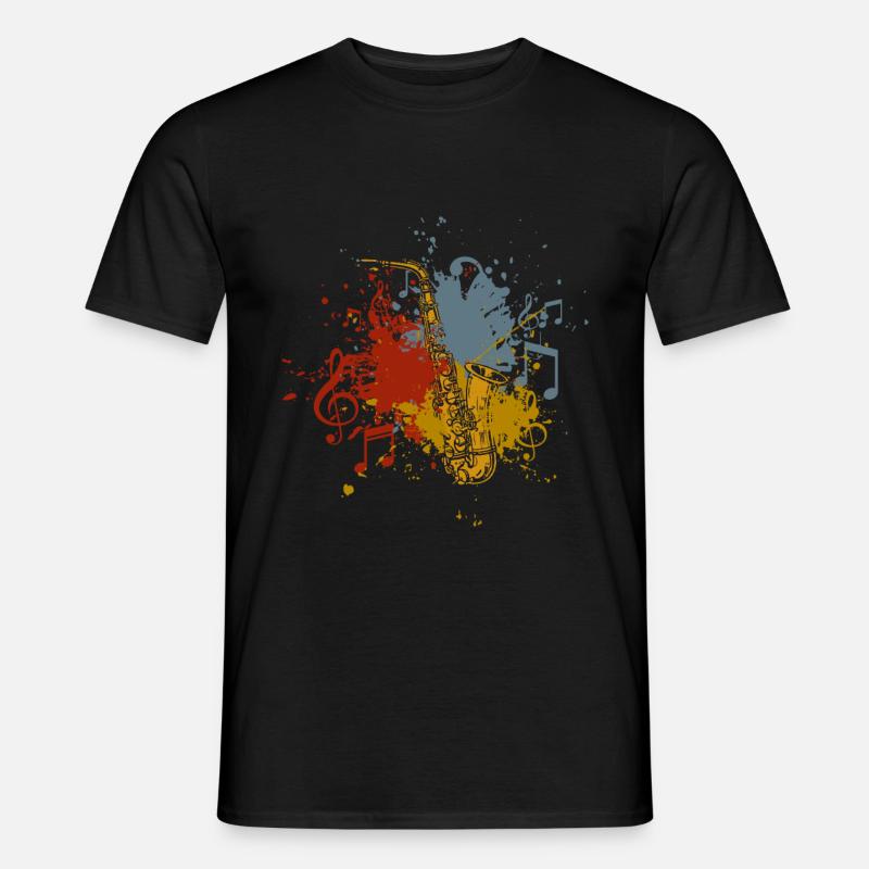 Saxophon retro - Männer T-Shirt - Schwarz