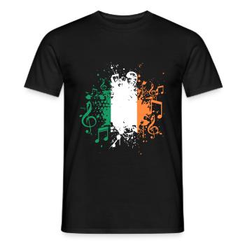 Ireland Flag Music - Men's T-Shirt - black - Front - AI Model Male 178 light (178cm)