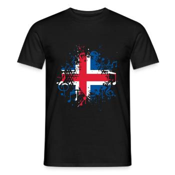 Iceland Flag Music - Men's T-Shirt - black - Front - AI Model Male 178 light (178cm)