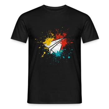 Papierflieger Pilot - Männer T-Shirt - Schwarz - Vorne - AI Model Male 178 light (178cm)
