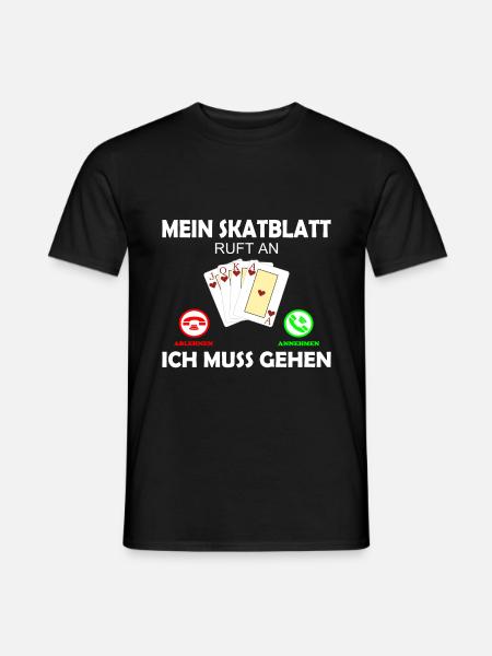 Skat Kartenspiel Lustig Spruch Skatblatt ruft an - Männer T-Shirt - Schwarz
