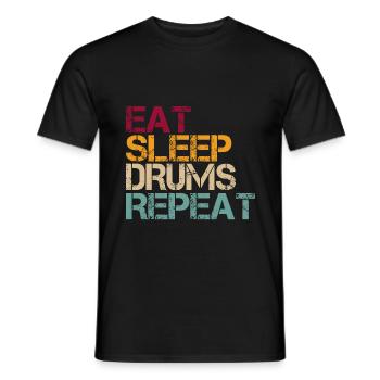 Drum Eat Sleep Repeat Retro Funny Saying - Men's T-Shirt - black - Front - AI Model Male 178 light (178cm)