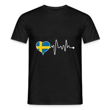 Schweden Land Schwedische Flagge Herz Herzschlag - Männer T-Shirt - Schwarz - Vorne - AI Model Male 178 light (178cm)