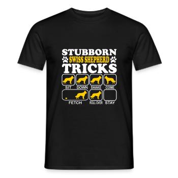 Swiss Shepherd Stubborn Tricks saying - Men's T-Shirt - black - Front - AI Model Male 178 light (178cm)