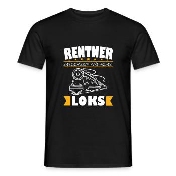 Pensioner railroad locomotive saying to pension grandpa - Men's T-Shirt - black - Front - AI Model Male 178 light (178cm)