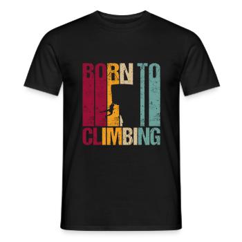 Né pour grimper le sport d'escalade en disant rétro - T-shirt homme - noir - Devant - AI Model Male 178 light (178cm)