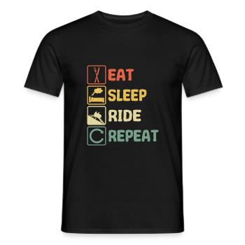 Achterbahn Freizeitpark Eat Sleep Spruch Retro - Männer T-Shirt - Schwarz - Vorne - AI Model Male 178 light (178cm)
