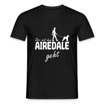 Airedale Terrier Der mit dem Gassi geht Spruch - Männer T-Shirt - Schwarz - Vorne - AI Model Male 178 light (178cm)