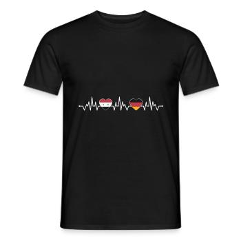 Syrie Allemagne drapeau coeur armoiries battement de coeur - T-shirt homme - noir - Devant - AI Model Male 178 light (178cm)