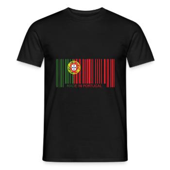 Portugal Barcode Flag Coat of Arms Made in Funny - Men's T-Shirt - black - Front - AI Model Male 178 light (178cm)