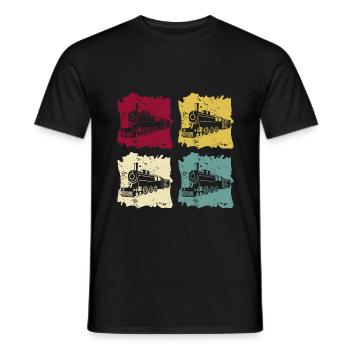 Chemin de fer locomotive à vapeur locomotive Pop Art Rétro - T-shirt homme - noir - Devant - AI Model Male 178 light (178cm)