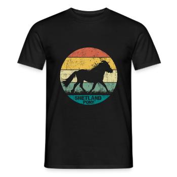 Shetland Pony cheval rétro Vintage Silhouette - T-shirt homme - noir - Devant - AI Model Male 178 light (178cm)