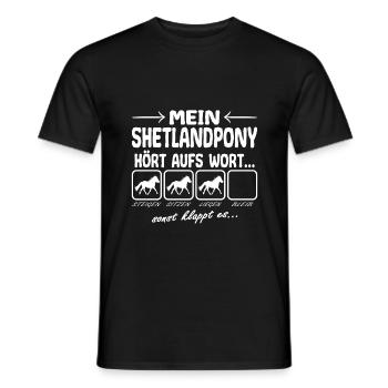 Shetlandpony hört aufs Wort Spruch Lustig Witzig - Männer T-Shirt - Schwarz - Vorne - AI Model Male 178 light (178cm)