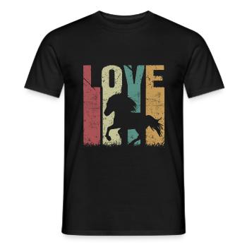 Islandpferd Retro Vintage Love - Männer T-Shirt - Schwarz - Vorne - AI Model Male 178 light (178cm)
