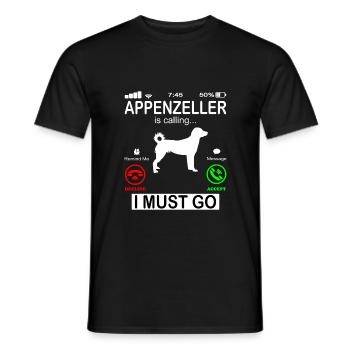 Appenzeller Sennenhund ruft an Spruch - Männer T-Shirt - Schwarz - Vorne - AI Model Male 178 light (178cm)