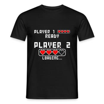 Grossesse annoncer baby Player 2 Loading - T-shirt homme - noir - Devant - AI Model Male 178 light (178cm)