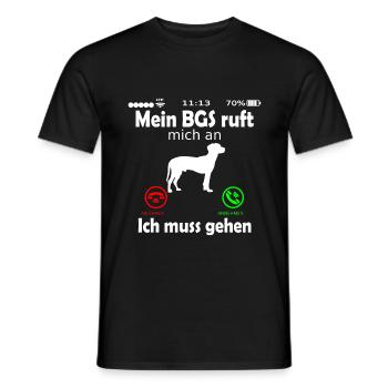 BGS Hund ruft an Spruch Lustig - Männer T-Shirt - Schwarz - Vorne - AI Model Male 178 light (178cm)