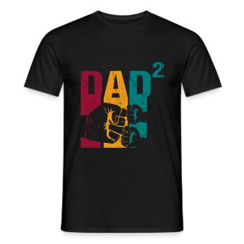 Papa Père de 2 enfants Jumeaux Fils Fille - T-shirt homme - noir - Devant - AI Model Male 178 light (178cm)