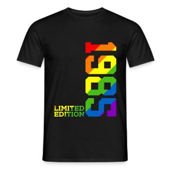 LGBTQ 1985 REGENBOGEN QUEER 40. GEBURTSTAG PRIDE - Männer T-Shirt - Schwarz - Vorne - AI Model Male 178 light (178cm)